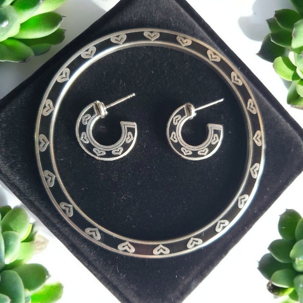 Vtg. Brighton Slim Bangle & Hoop Earrings Set